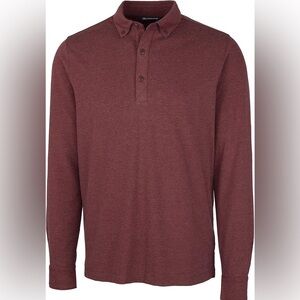 Cutter and Buck Size XL mens long sleeve advantage jersey polo,bordeaux heather